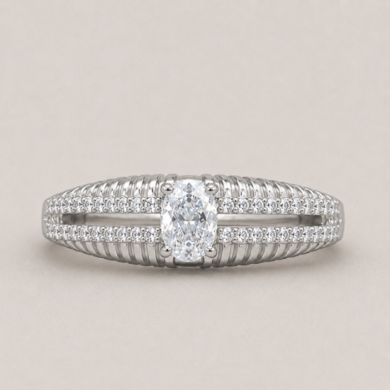 Picture of 925 Silver Oval CZ Pavé Ring