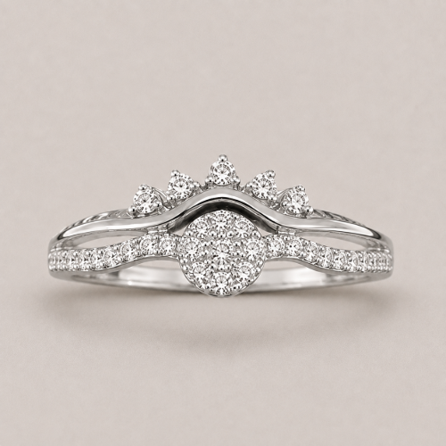Picture of 925 Silver Elegant Sparkling Crown Ring