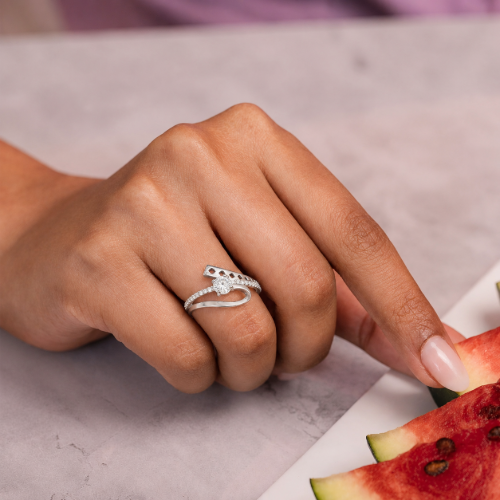 Picture of 925 Silver Elegant Solitaire Open Band Ring