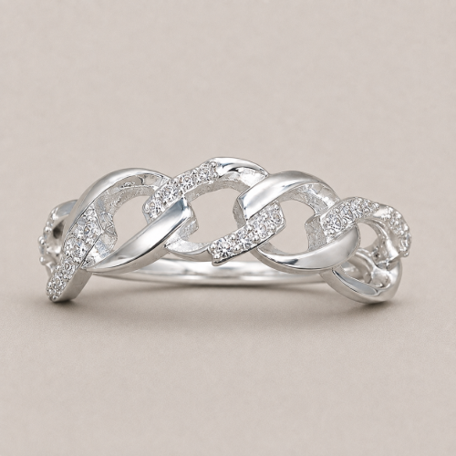 Picture of 925 Silver Elegant Interlocking Link Ring