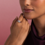 Picture of 925 Silver Pink Stone Floral Sparkle Ring