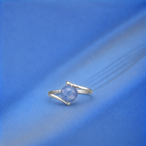 Picture of 925 Silver Blue Round Stone Wrap Ring