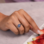 Picture of 925 Silver Blue Round Stone Wrap Ring