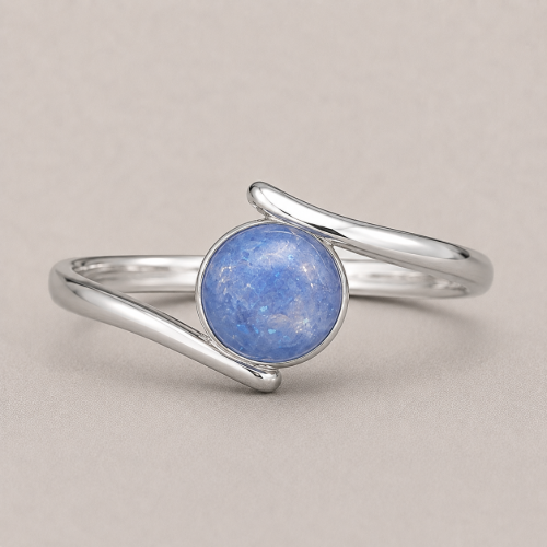 Picture of 925 Silver Blue Round Stone Wrap Ring