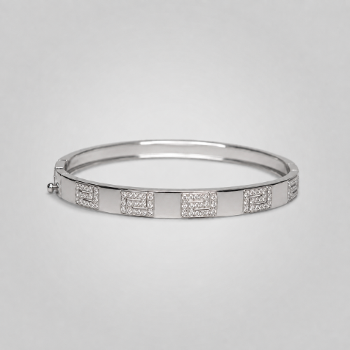 Picture of 925 Silver Greek Key Diamond Bangle