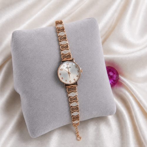 Picture of 925 Silver Rose Gold Designer Bracelet Watch