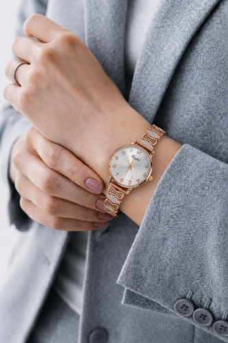 Picture of 925 Silver Rose Gold Designer Bracelet Watch