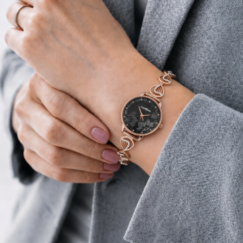 Picture of 925 Sterling Silver Rose Gold Heart Charm Watch