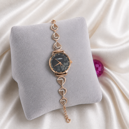 Picture of 925 Sterling Silver Rose Gold Leaf Charm Watch