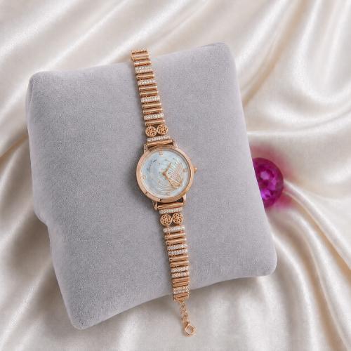 Picture of 925 Sterling Silver Rose Gold Crystal Bracelet Watch