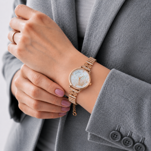 Picture of 925 Sterling Silver Rose Gold Crystal Bracelet Watch