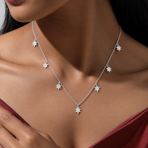 Picture of 925 Silver Star Charm Pendant Necklace