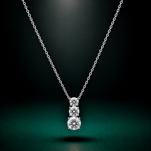 Picture of 925 Sterling Silver Triple CZ Drop Necklace