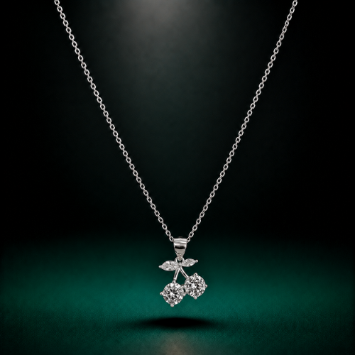 Picture of 925 Sterling Silver Cherry CZ Pendant Necklace