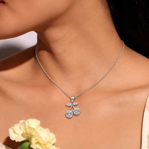 Picture of 925 Sterling Silver Cherry CZ Pendant Necklace