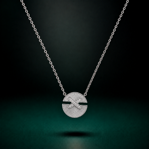 Picture of 925 Sterling Silver Radiant Circle CZ Pendant Necklace