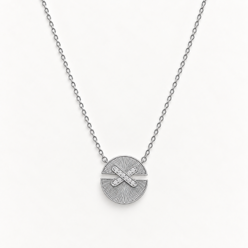 Picture of 925 Sterling Silver Radiant Circle CZ Pendant Necklace