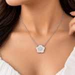 Picture of 925 Silver Floral Bloom Pendant Necklace