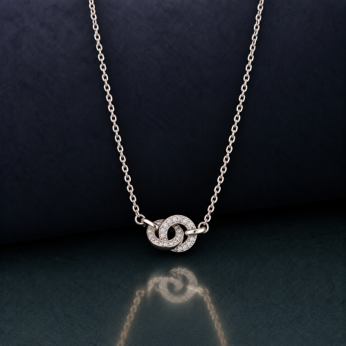Picture of 925 Silver Interlocking Circle Pendant Necklace