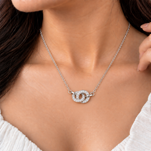 Picture of 925 Silver Interlocking Circle Pendant Necklace