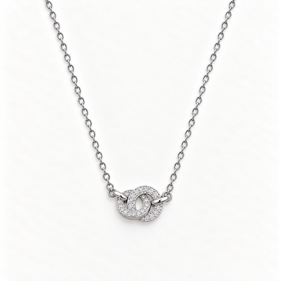 Picture of 925 Silver Interlocking Circle Pendant Necklace