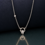 Picture of 925 Silver Elegant Circle Drop Pendant Necklace