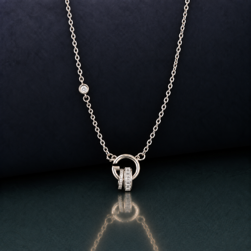 Picture of 925 Silver Elegant Circle Drop Pendant Necklace