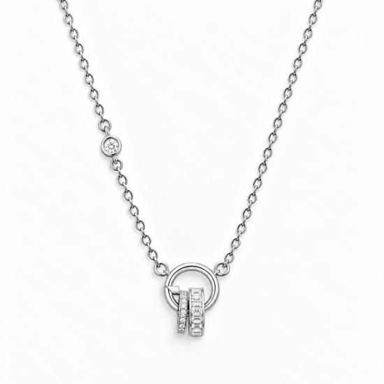 Picture of 925 Silver Elegant Circle Drop Pendant Necklace