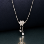 Picture of 925 Silver Floral Pearl Drop Necklace