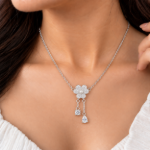 Picture of 925 Silver Floral Pearl Drop Necklace