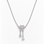 Picture of 925 Silver Floral Pearl Drop Necklace