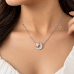 Picture of 925 Silver Moon & Star Pendant Necklace