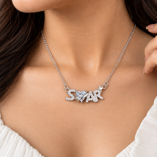 Picture of 925 Silver Sparkle Star Name Pendant Necklace