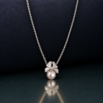 Picture of 925 Silver Pearl Bow Floral Necklace