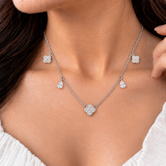 Picture of 925 Silver Clover Bloom Necklace