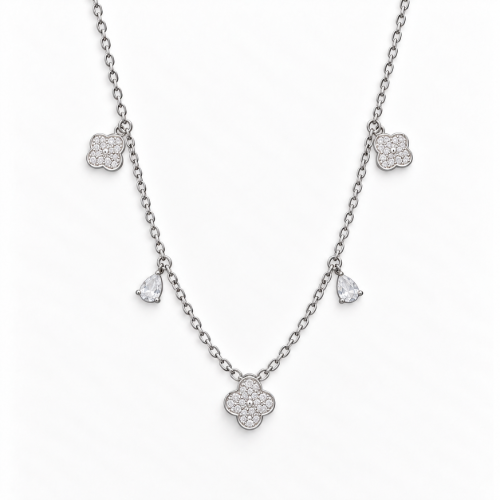 Picture of 925 Silver Clover Bloom Necklace