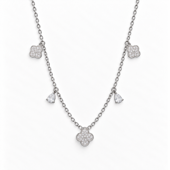 Picture of 925 Silver Clover Bloom Necklace