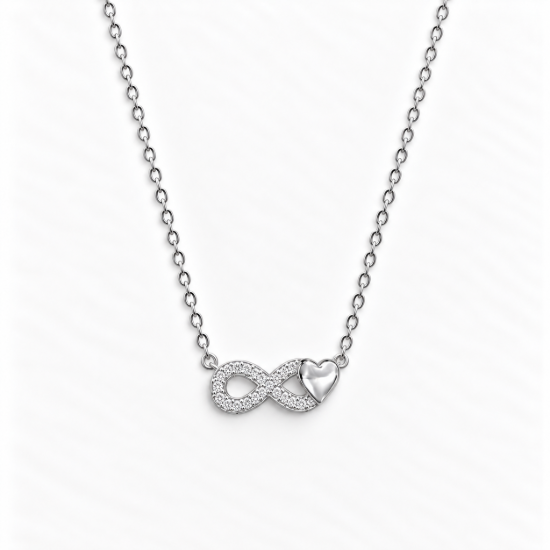 Picture of 925 Silver Infinity Heart Love Necklace