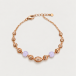 Picture of 925 Silver Rose Gold Beaded Bracelet with Lavender Stones