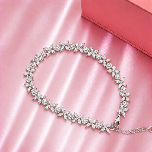 Picture of 925 Silver Floral CZ Tennis Bracelet