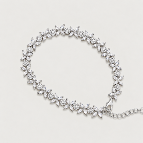 Picture of 925 Silver Floral CZ Tennis Bracelet