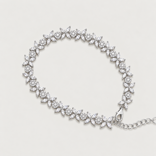 Picture of 925 Silver Floral CZ Tennis Bracelet