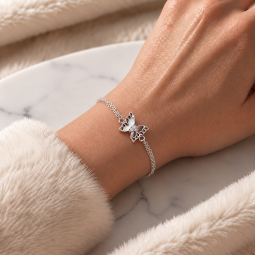 Picture of 925 Silver Butterfly Charm Bracelet