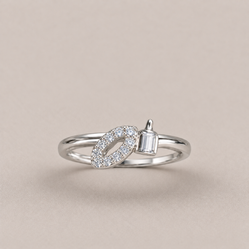 Picture of 925 Sterling Silver Oval Sparkle Ring